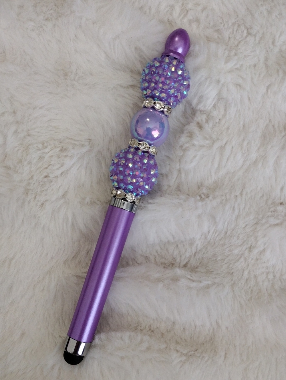 Purple Crystal Ballpoint Stylus Pen - Decorative Home Office Accessory